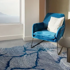 Tappeto rettangolare Oceano blu in lana
