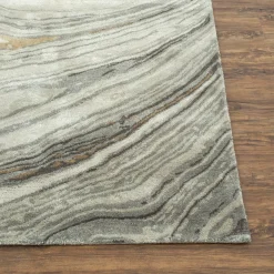 Tappeto Tuftato a Mano Dreamy Grooves Grigio Classico e Legno di Frassino