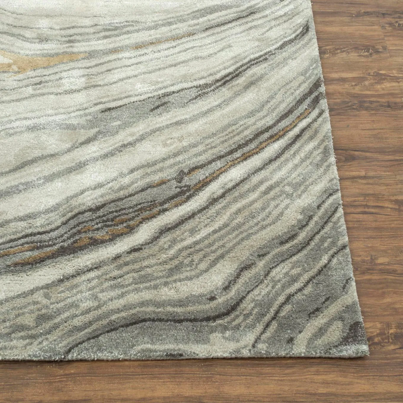 Tappeto Tuftato a Mano Dreamy Grooves Grigio Classico e Legno di Frassino
