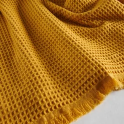 Terramadre Nido d'Ape Coperta in cashmere senape