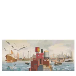 Tessuto da rivestimento in poliestere marrone grigio e rosso bronzo Da terra a mare