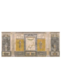 Tessuto murale in cotone giallo grigio e beige Pompei