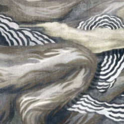 Tessuto murale in cotone grigio e blu L'Oiseau de Feu