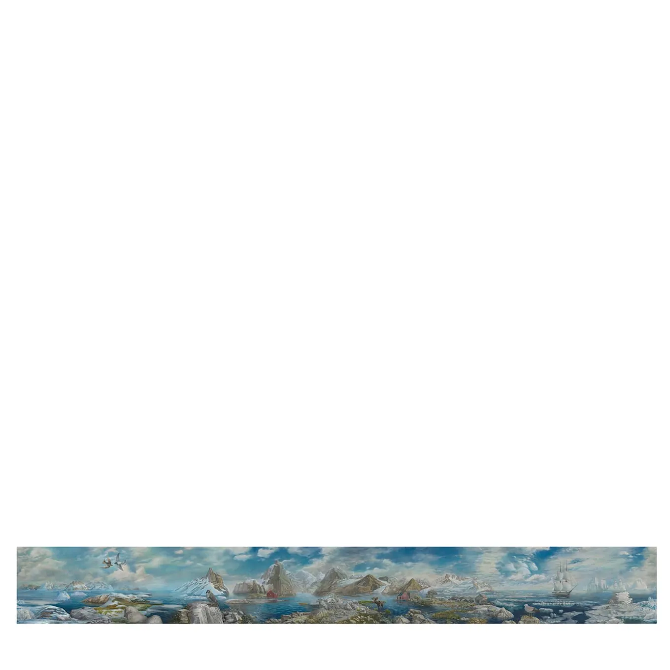 Tessuto murale in cotone verde e azzurro Arctic Passages