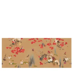 Tessuto murale in poliestere Sevres rosso e oro