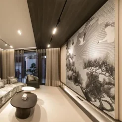 Tessuto murale in poliestere grigio Sea Breeze