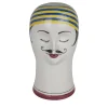 Testa di nuotatore con cappuccio giallo e blu Scultura