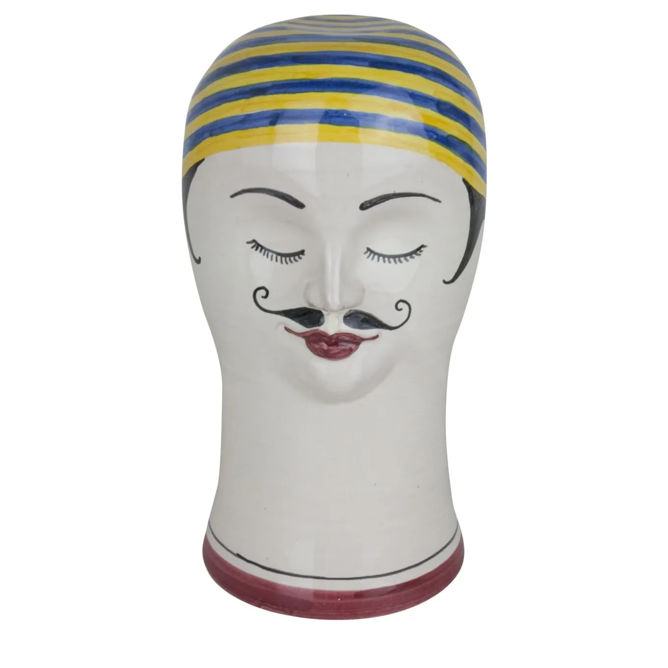 Testa di nuotatore con cappuccio giallo e blu Scultura