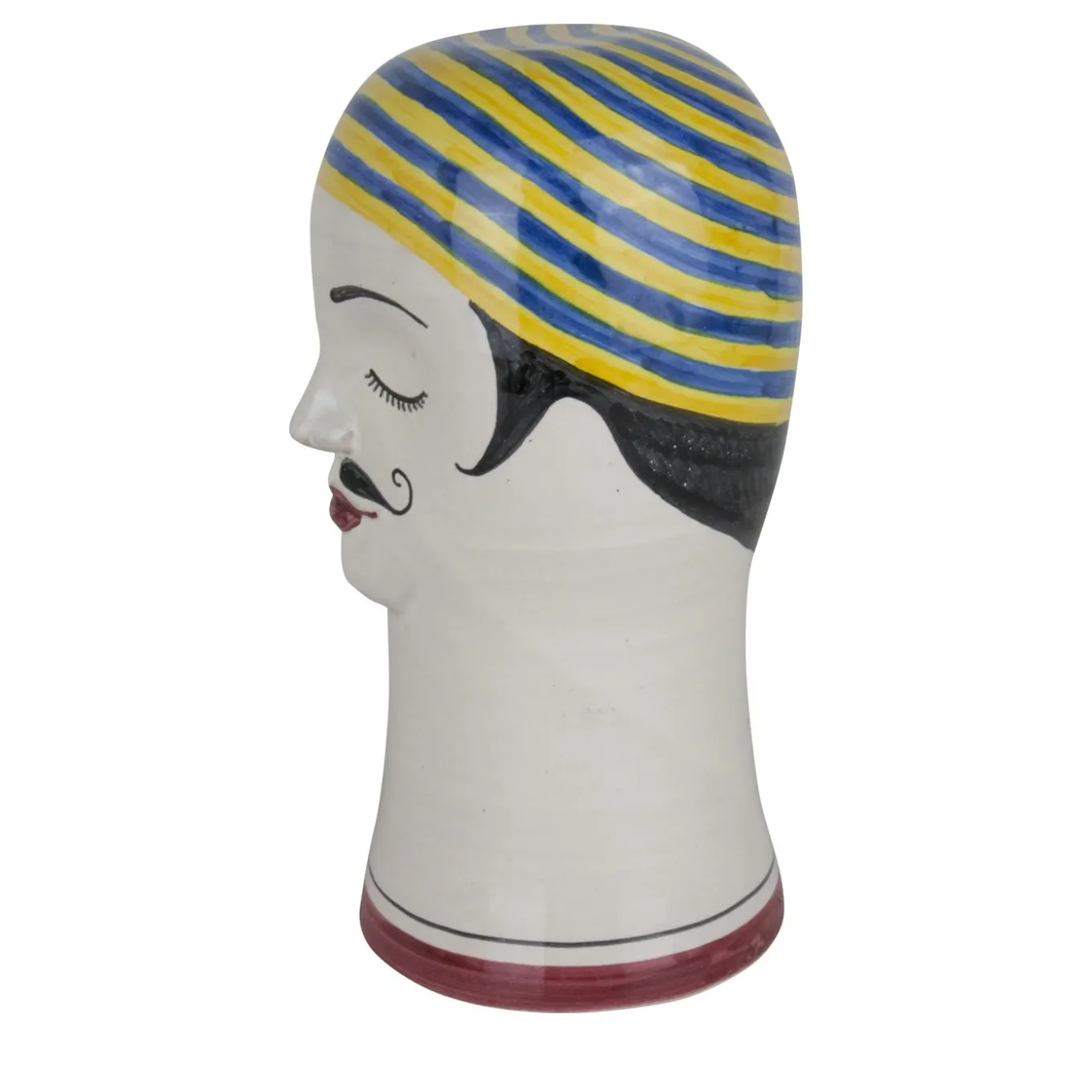 Testa di nuotatore con cappuccio giallo e blu Scultura