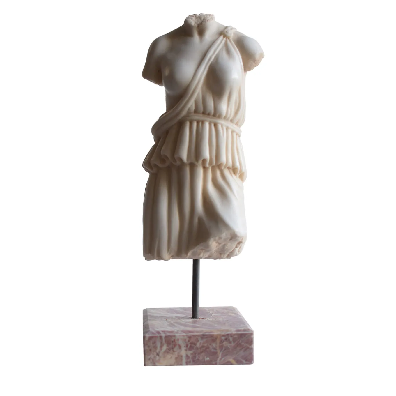 Torso Femminile con Tunica Scultura in Marmo di Carrara con base