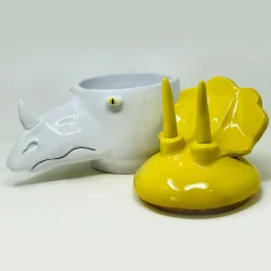 Triceratopo Contenitore grande giallo e bianco con coperchio
