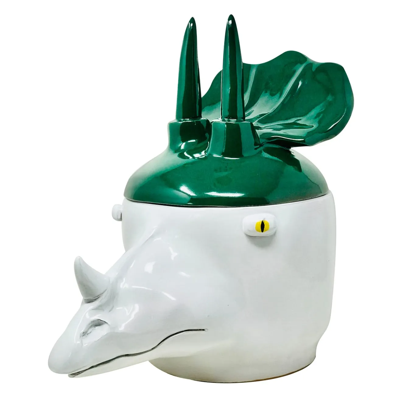 Triceratopo Grande Contenitore verde e bianco con coperchio