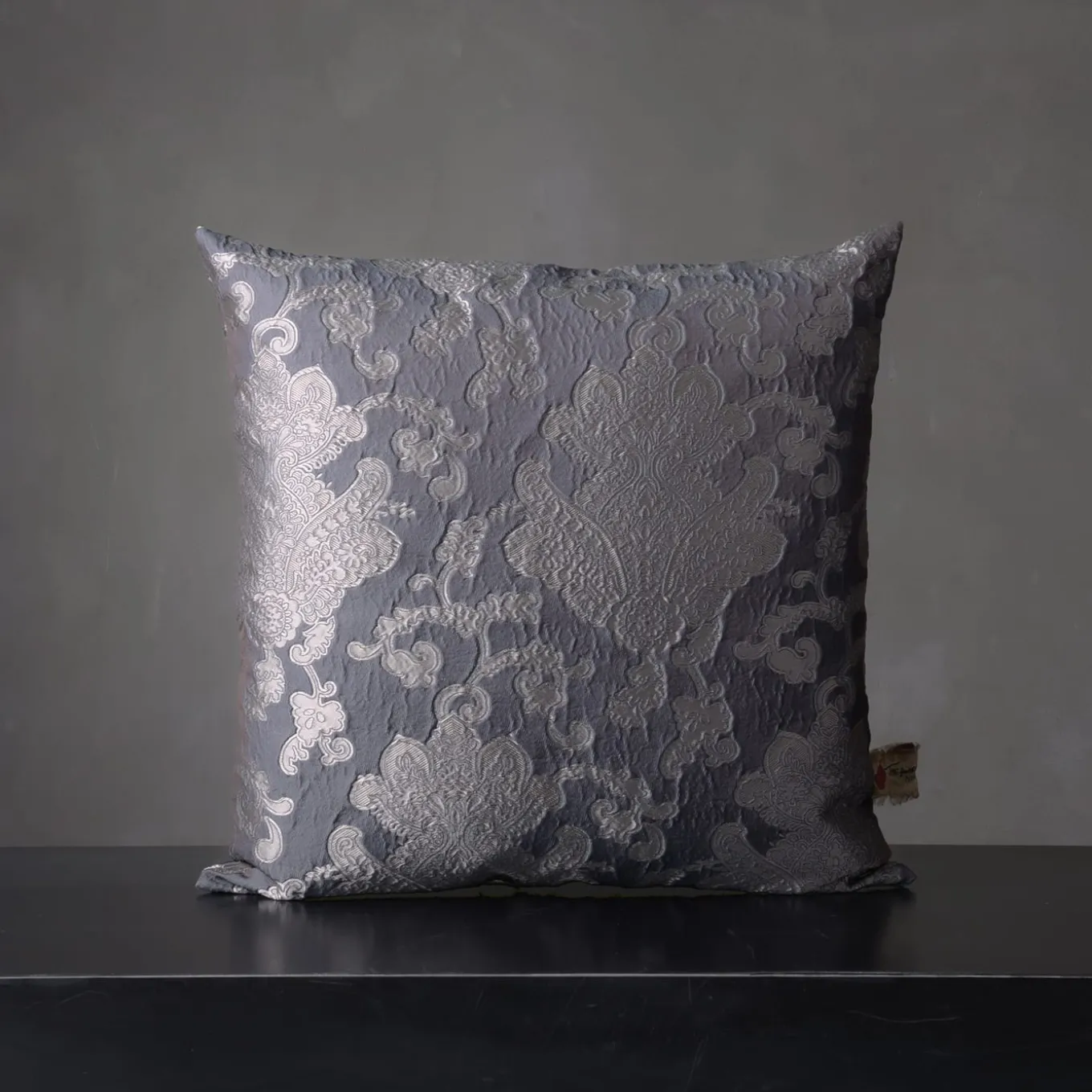 Tweedia Cuscino quadrato in jacquard azzurro floreale