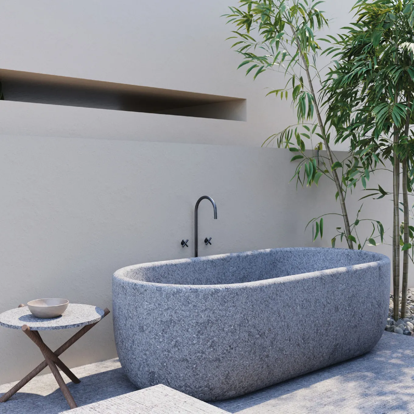 Vasca da bagno in peperino grigio acquamarina