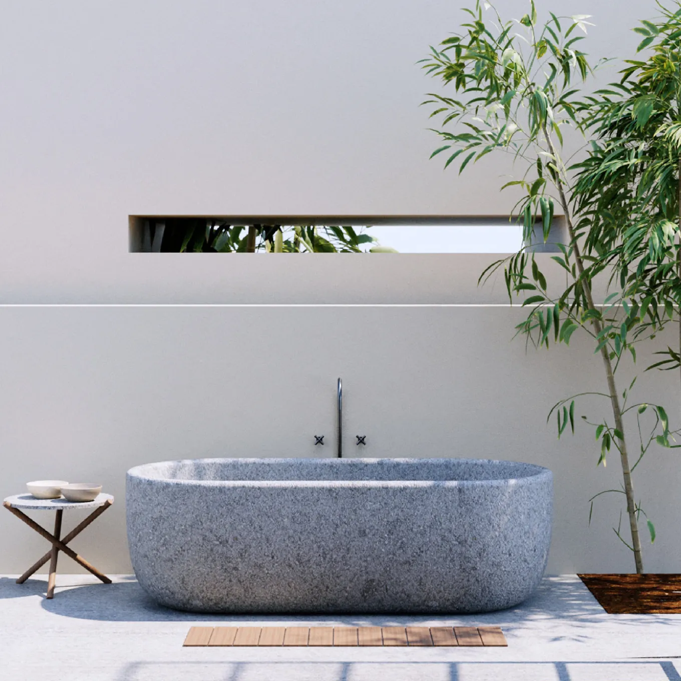 Vasca da bagno in peperino grigio acquamarina
