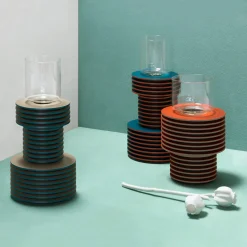 Vaso alto in velluto bicolore