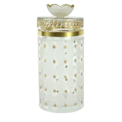 Vaso alto in vetro con motivo alloro oro