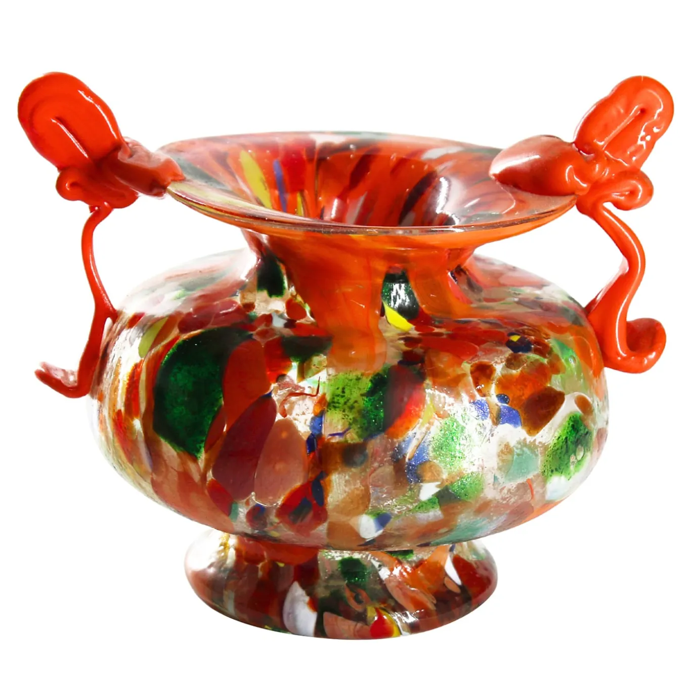 Vaso Anfora in Vetro di Murano Arancione