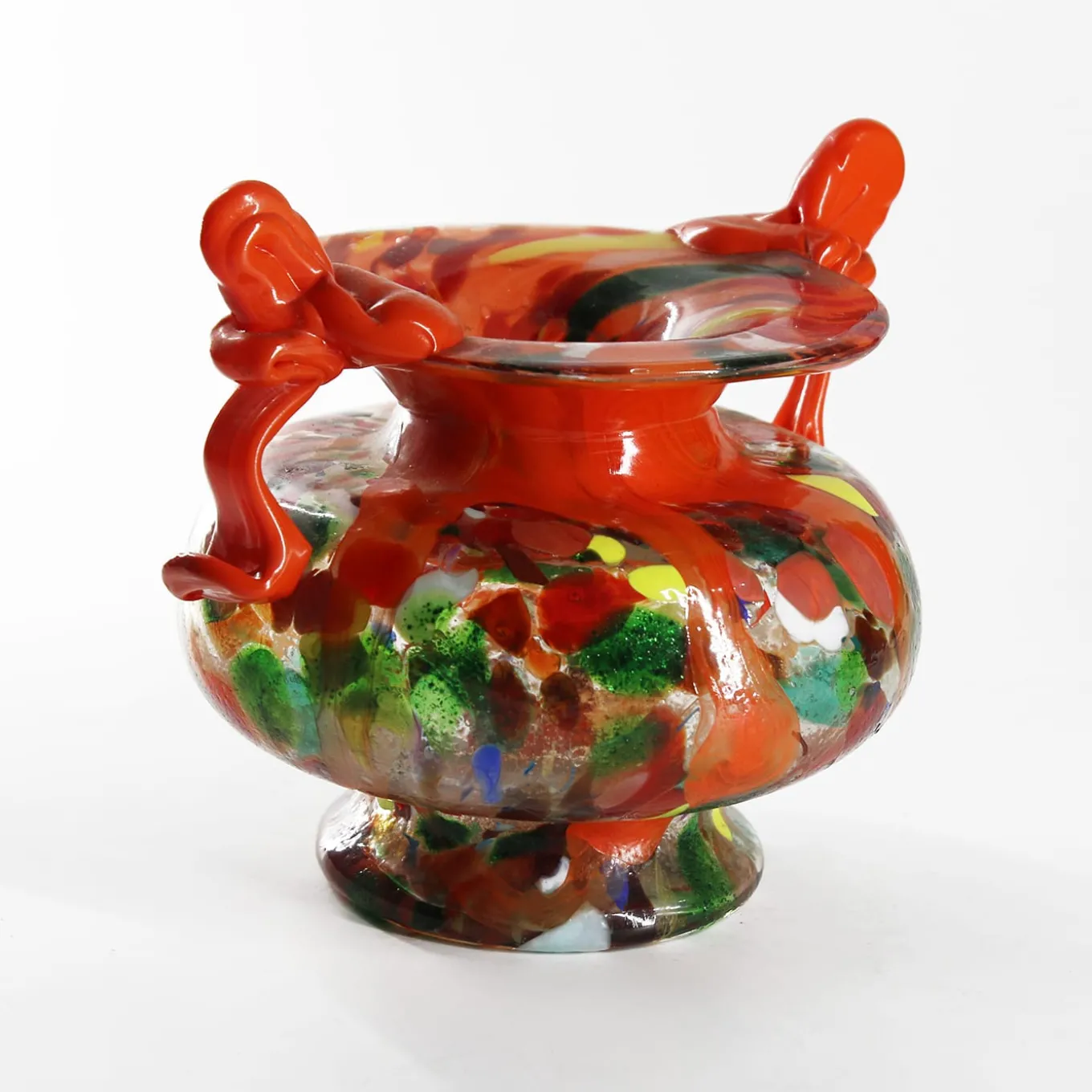 Vaso Anfora in Vetro di Murano Arancione