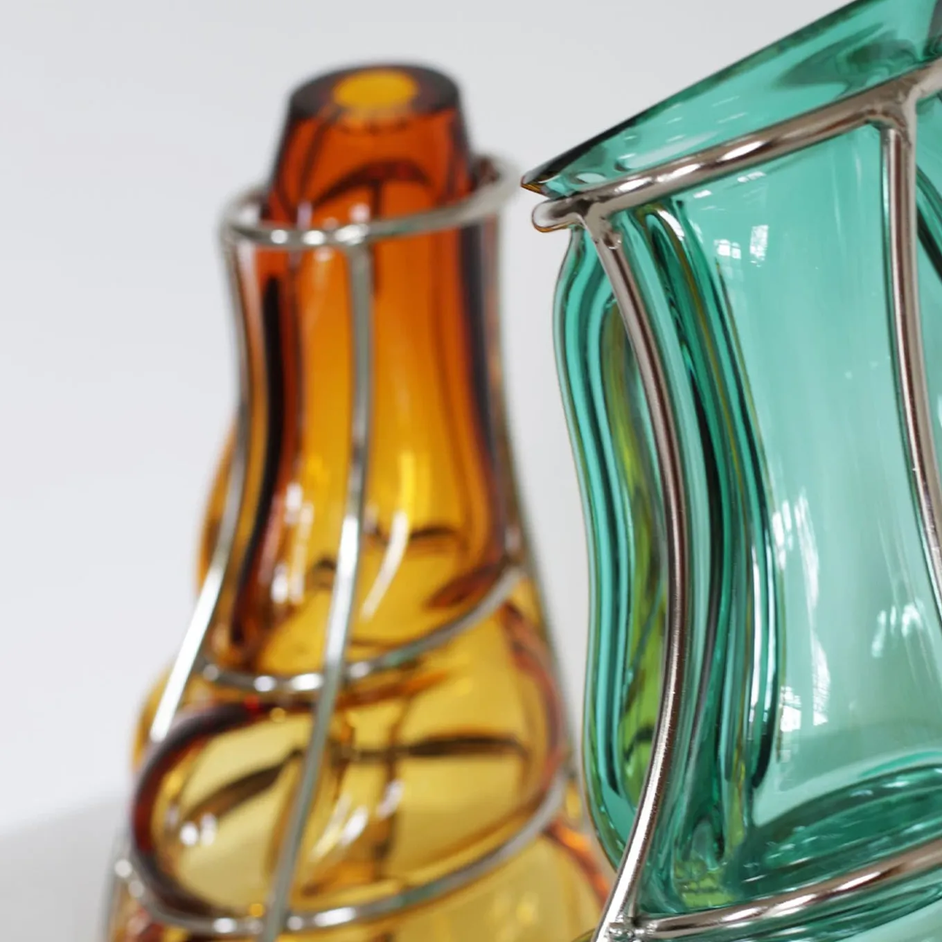 Vaso Babà verde turchese in vetro di Murano