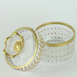 Vaso basso in vetro con motivo alloro oro