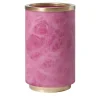 Vaso Borealis in alabastro rosa e ottone satinato