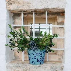 Vaso Cachepot in ceramica celeste e blu