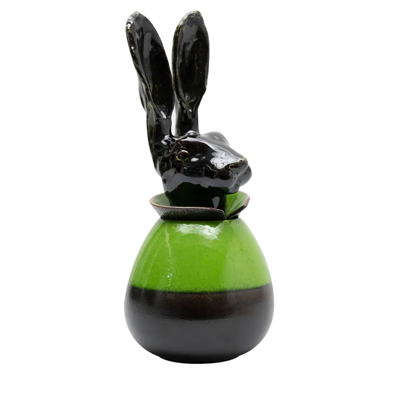 Vaso Canopo Lepre nero e verde