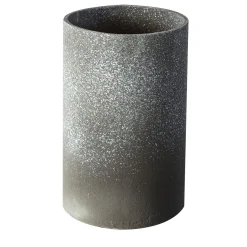 Vaso cilindrico in ceramica bianca e grigia Lerici