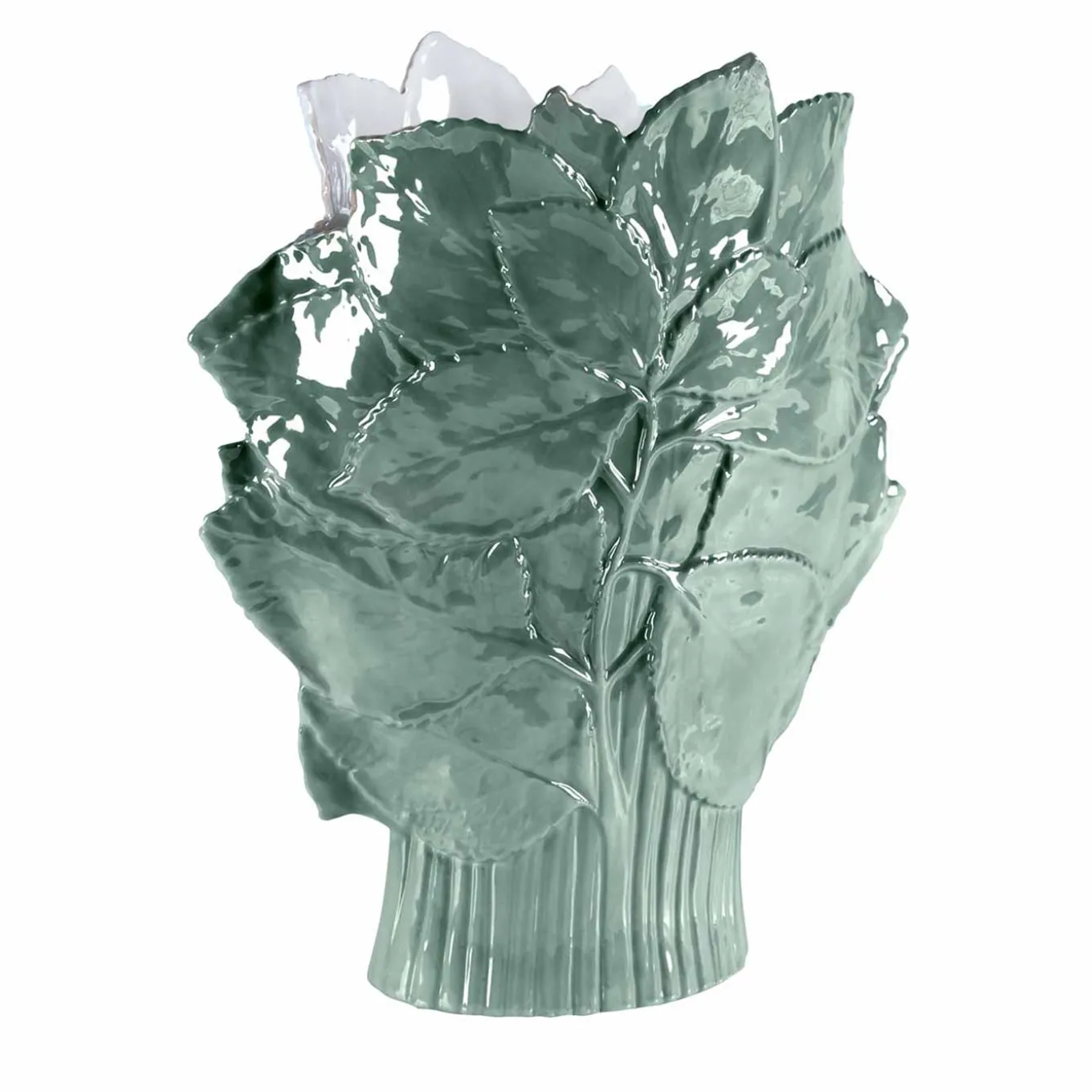 VASO CON FOGLIE D'ACERO - VERDE