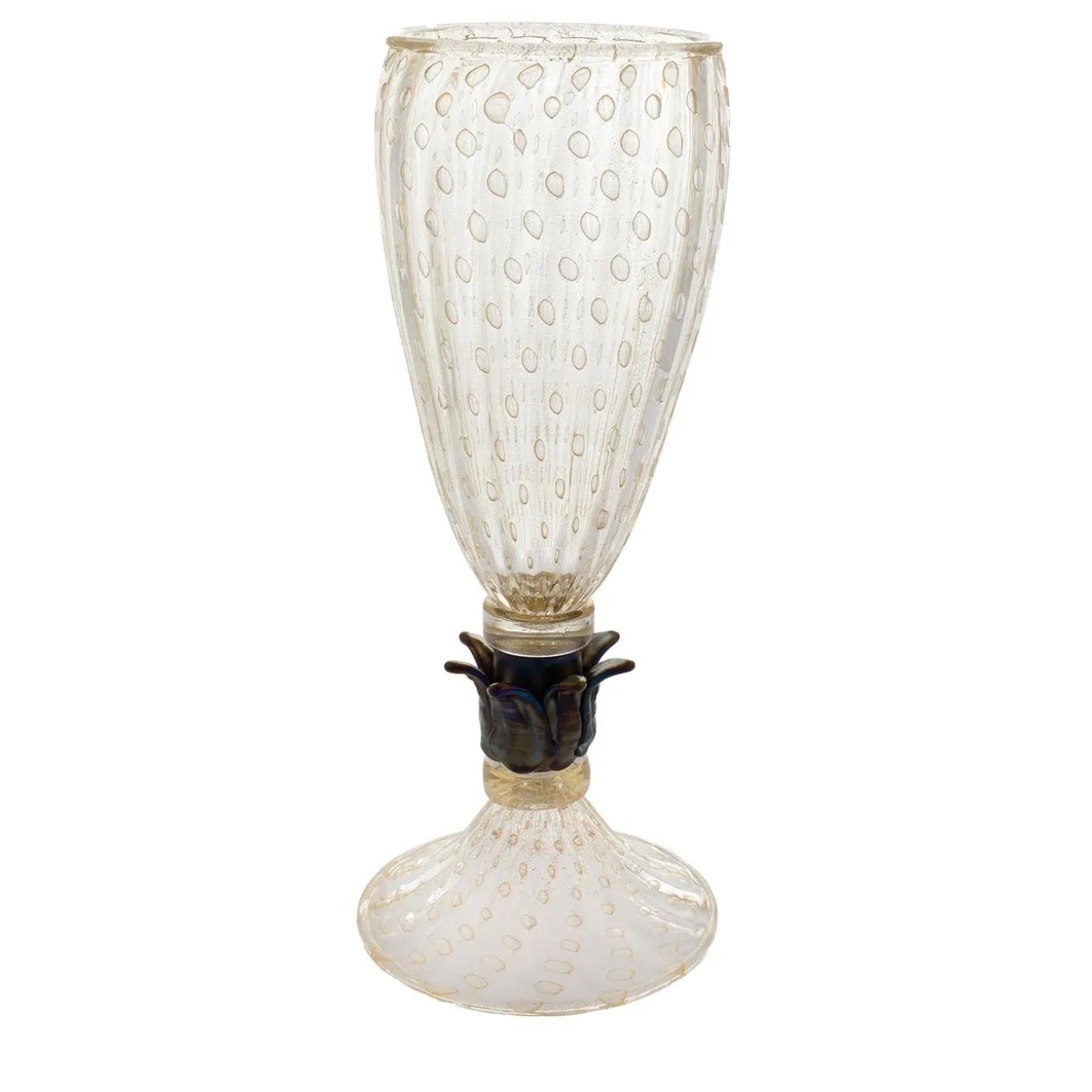 Vaso con piede nero e oro 24 carati