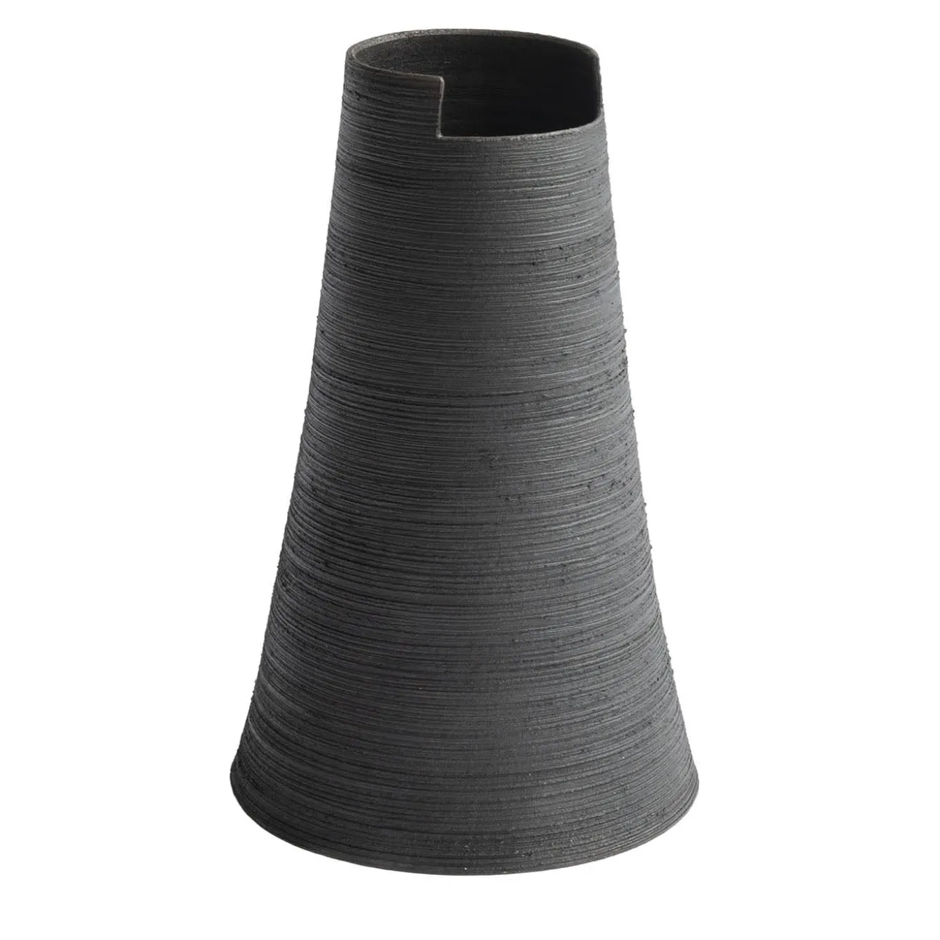 Vaso Cut Alto Nero Fumè in Ceramica