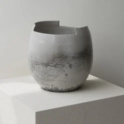 Vaso Cut Raku Piccolo Chiaro in Ceramica