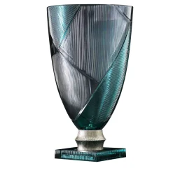 Vaso Decorativo Egeria Grande Blu in Cristallo