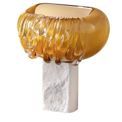Vaso decorativo in vetro di Murano dorato Stravedamento