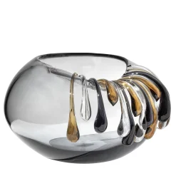 Vaso decorativo Like a Bowl in vetro grigio con gocce