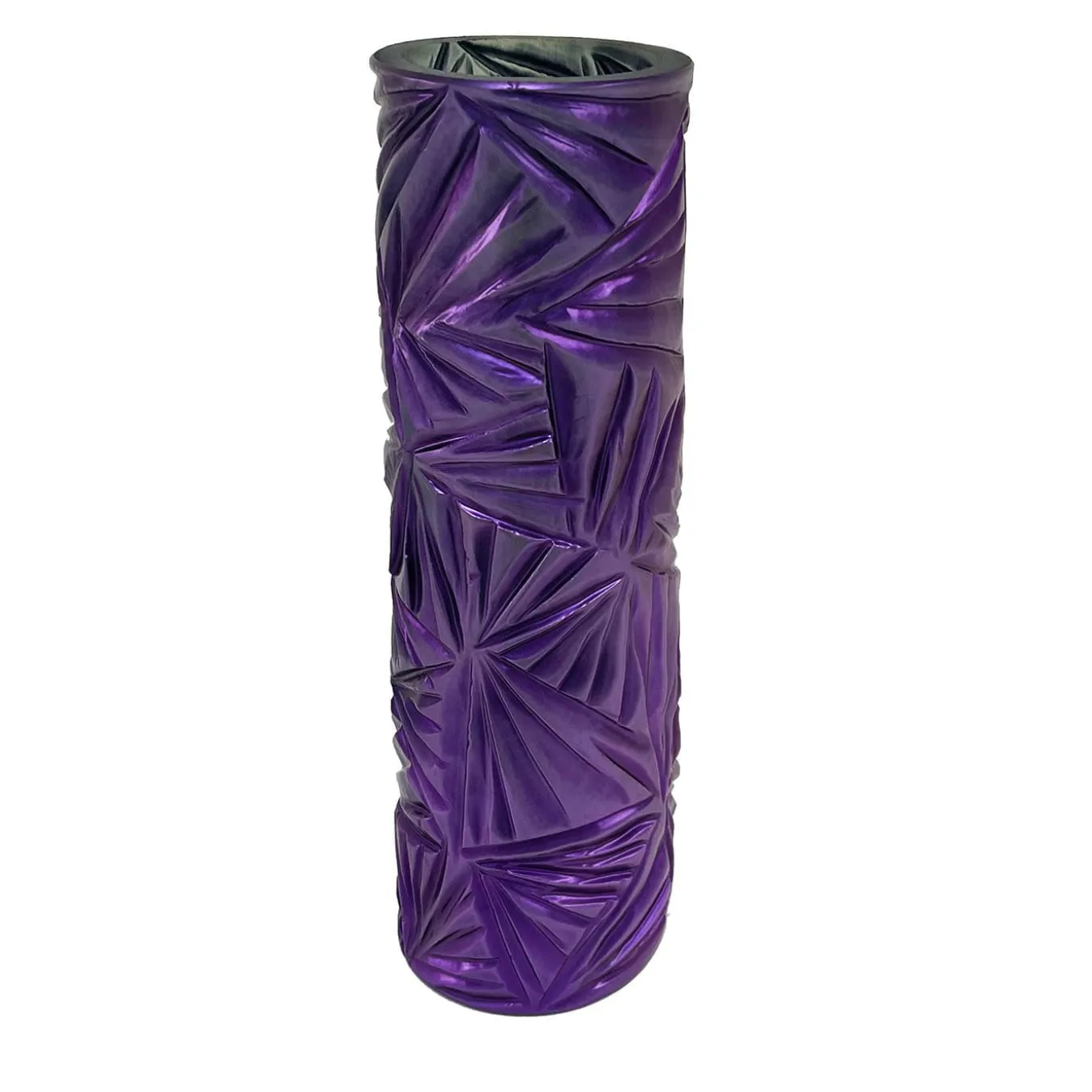 Vaso di cristallo viola inciso a mano