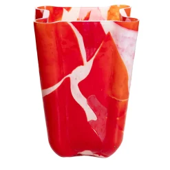 Vaso di vetro a secchiello rosso
