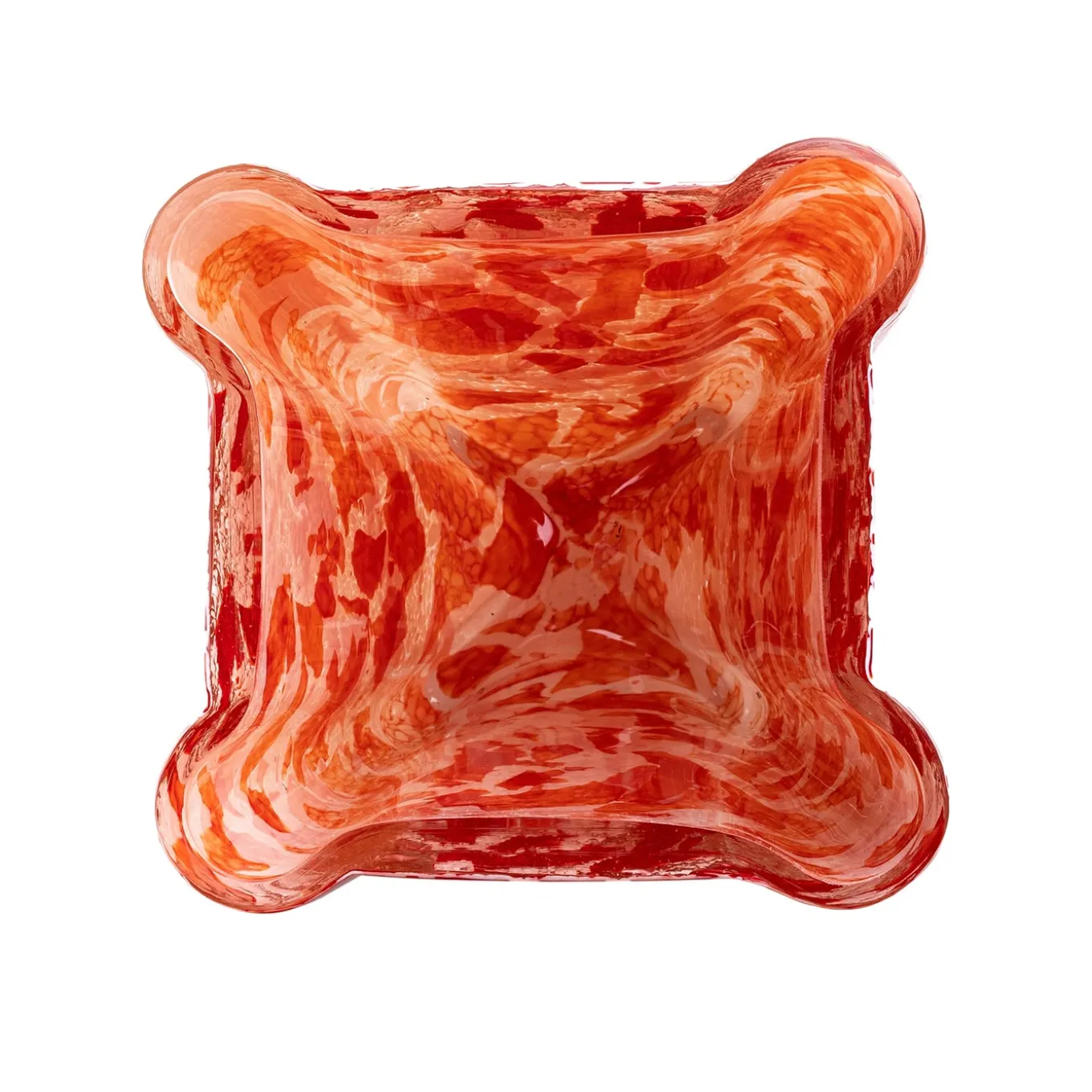 Vaso di vetro a secchiello rosso