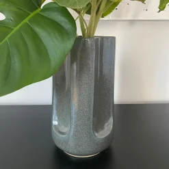 Vaso Giuseppe Cenere in ceramica smaltata grigio lucido