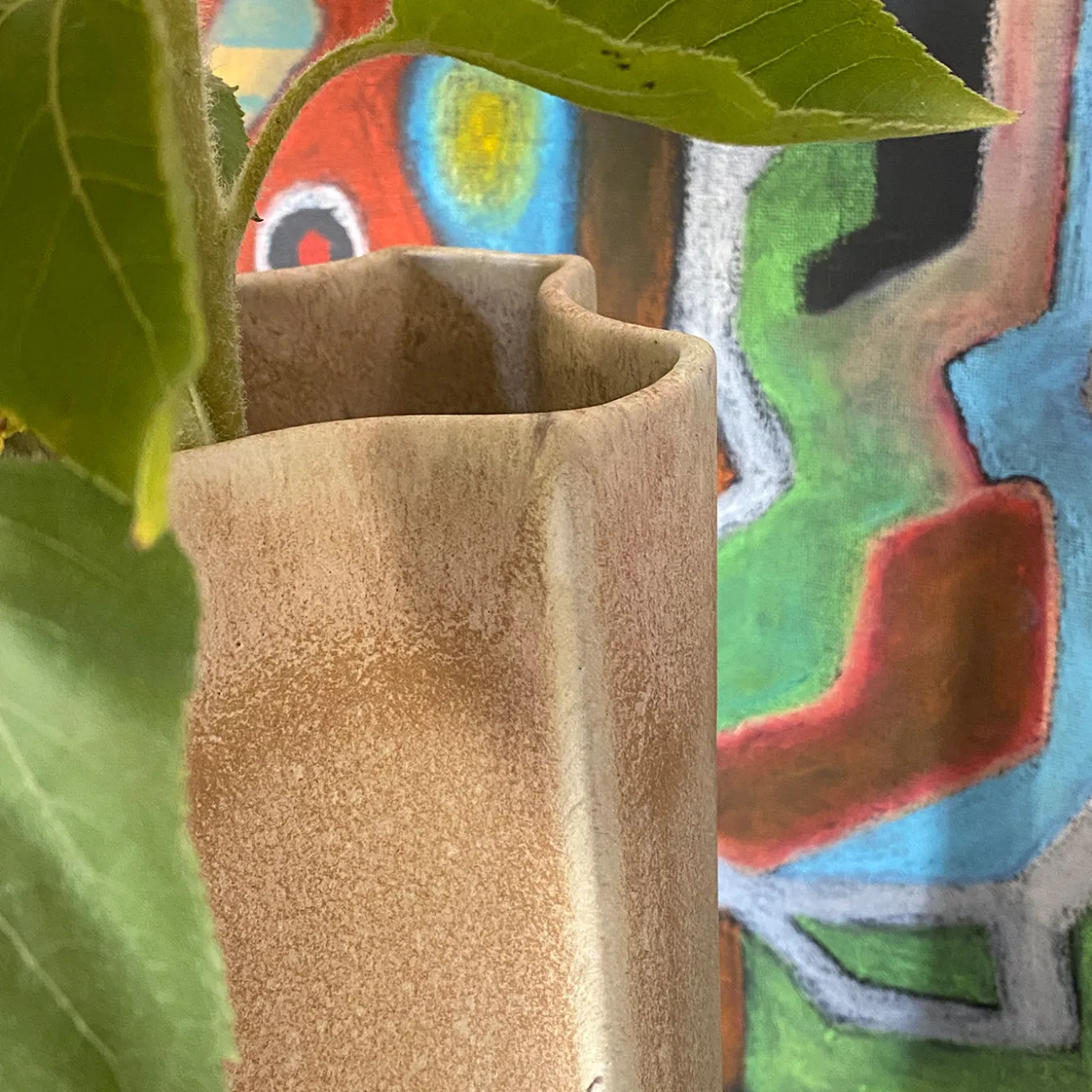Vaso Giuseppe Grano in ceramica smaltata beige opaco