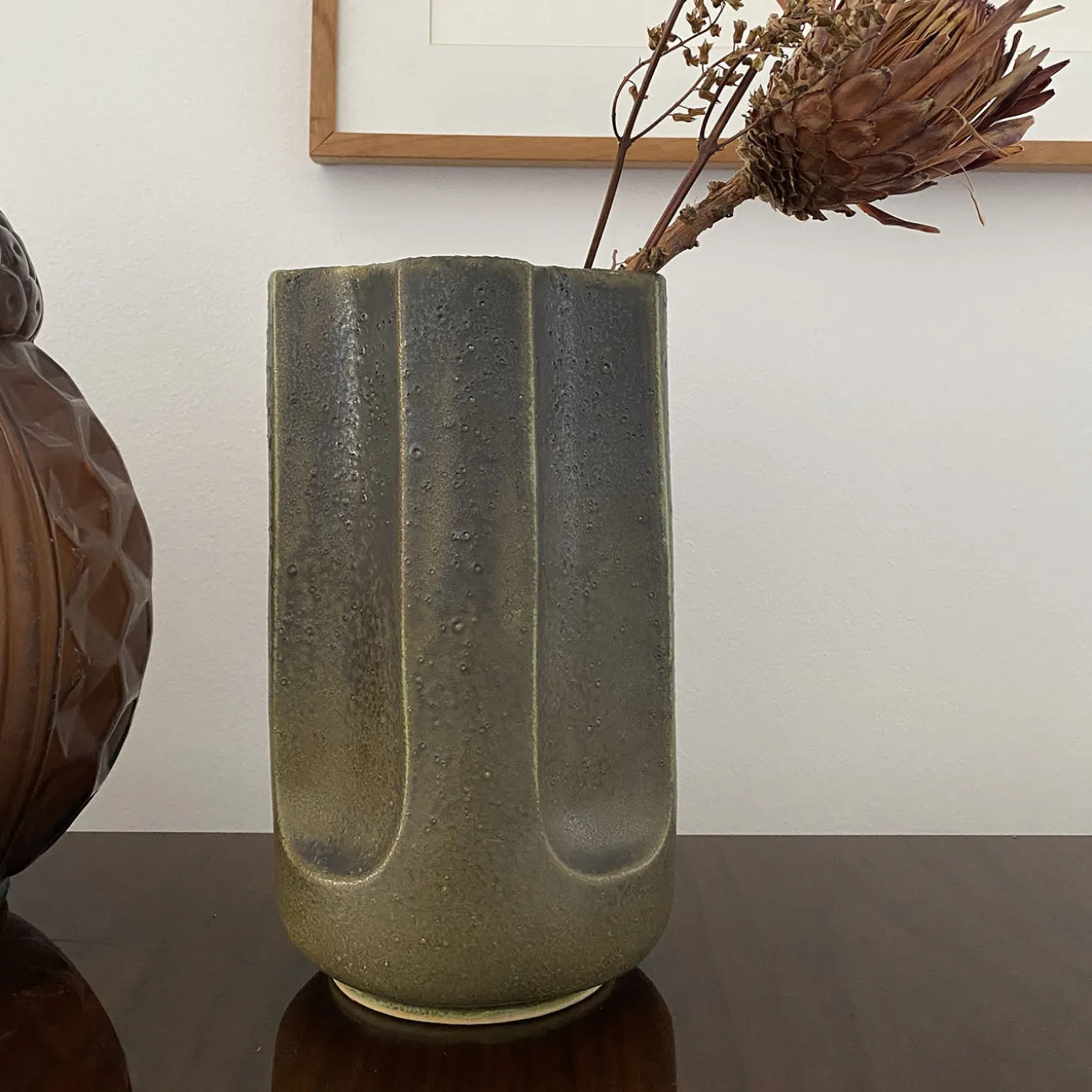 Vaso Giuseppe Musgo in ceramica smaltata grigia