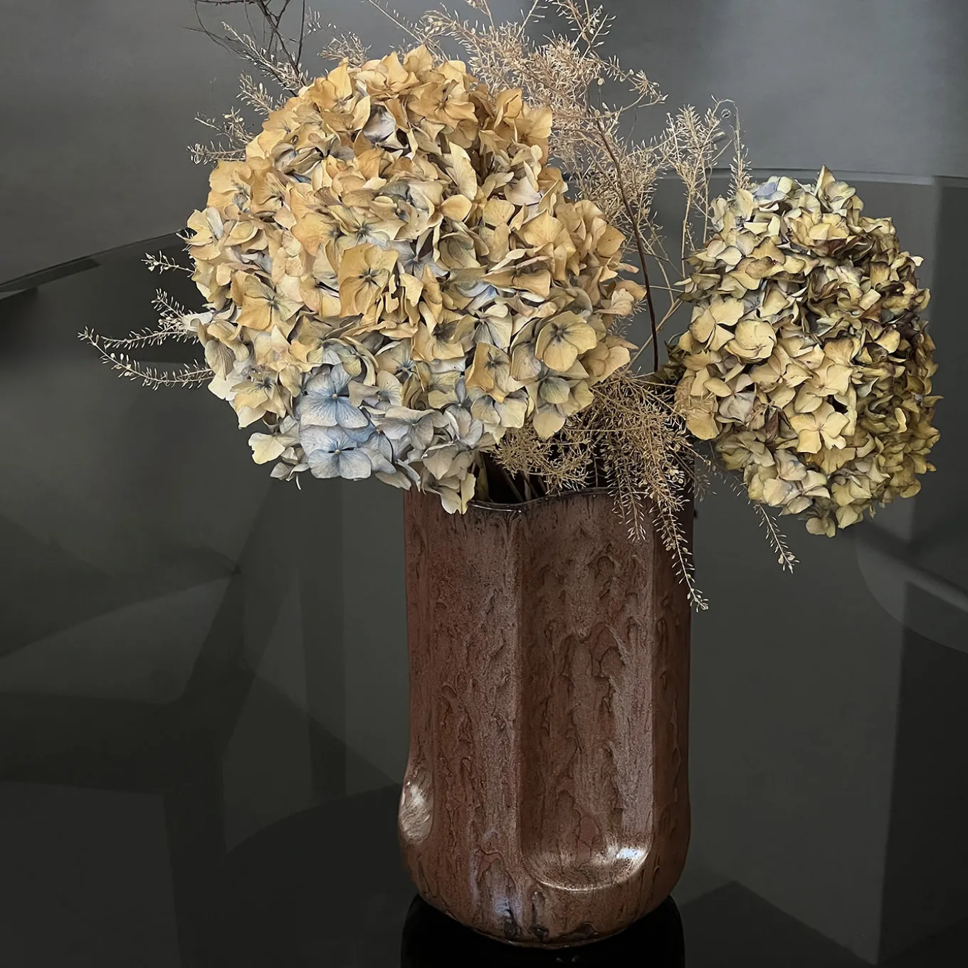 Vaso Giuseppe Rame in ceramica smaltata bronzo lucida