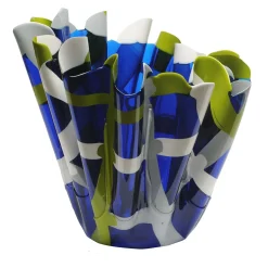Vaso grande blu verde e bianco Tartan di Paola Navone