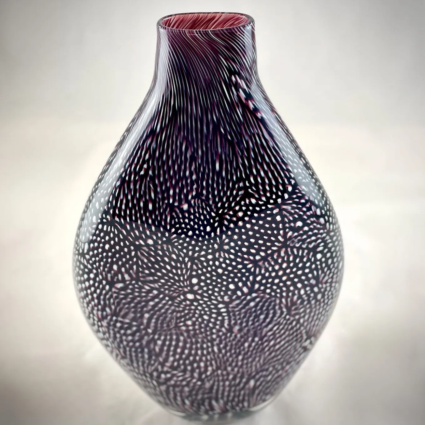 Vaso grande in filigrana bianca e nera Murrine