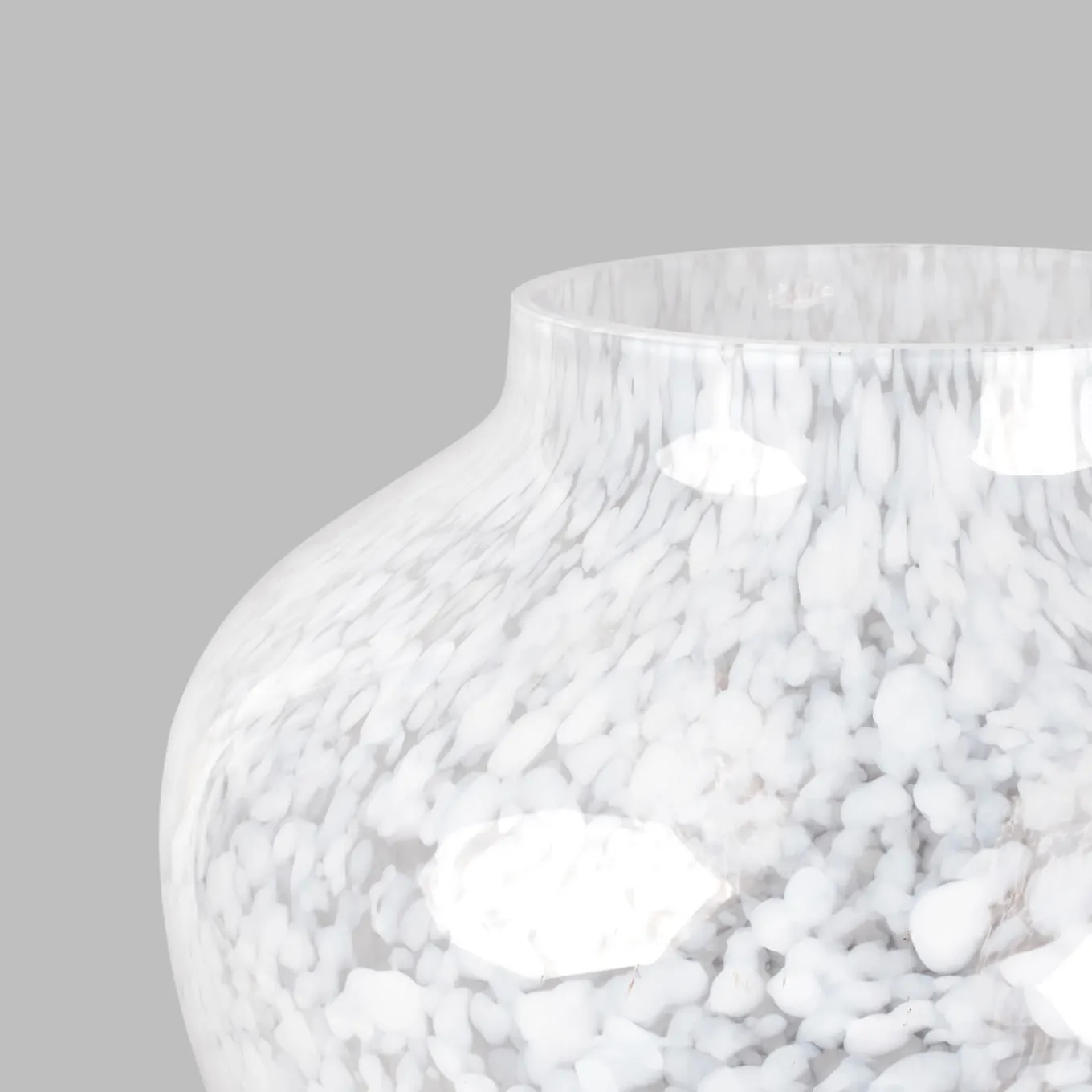 Vaso Grande in Vetro di Murano Bianco Opaline Olla