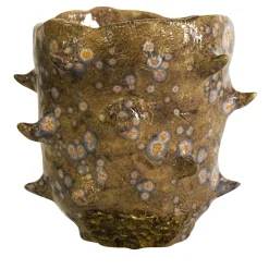 Vaso in ceramica beige maculato Lava 6