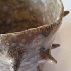 Vaso in ceramica beige maculato Lava 6