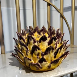 Vaso in ceramica giallo e viola Calliroe