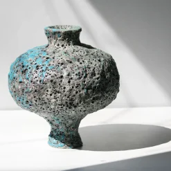 Vaso in ceramica Hydria blu e grigio